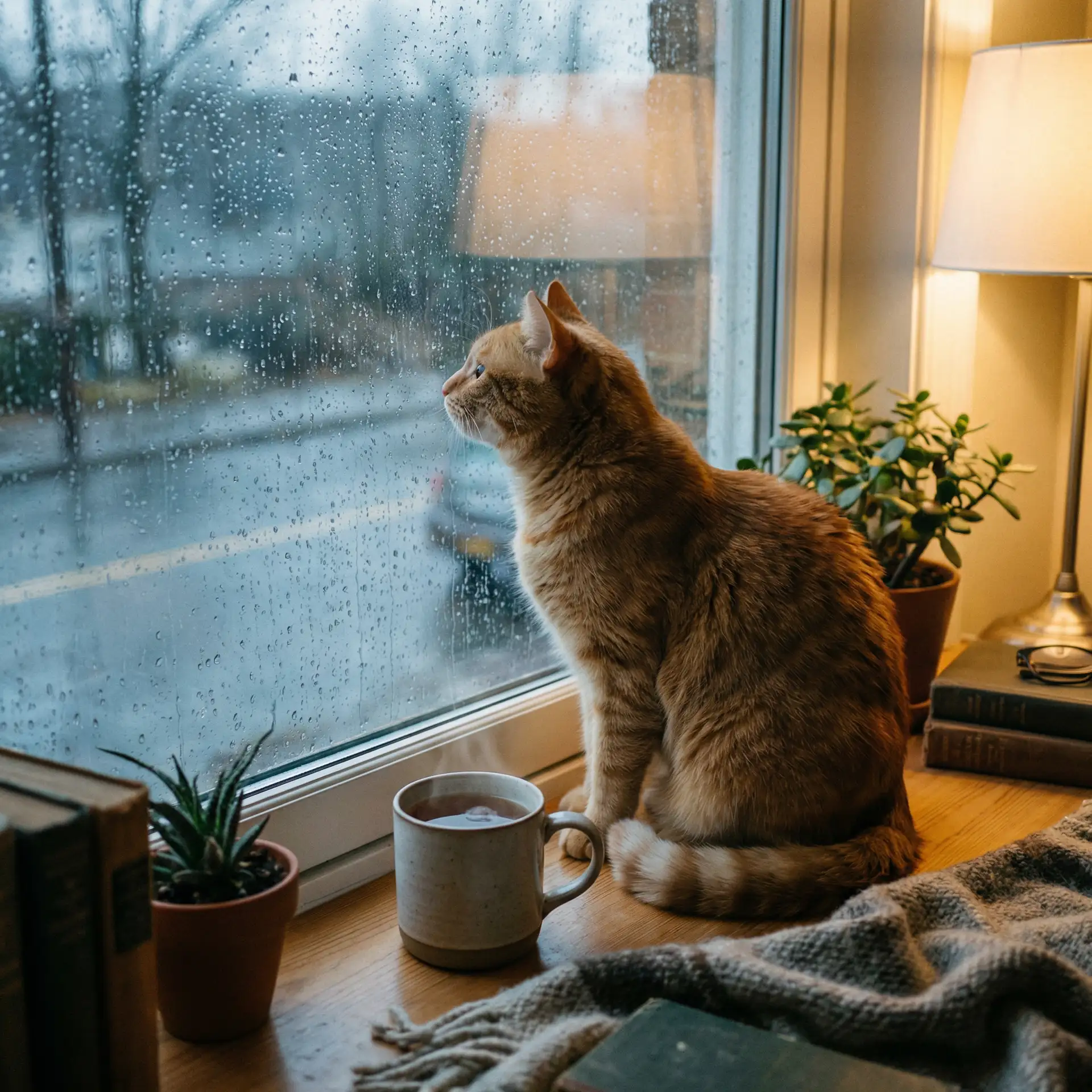 猫咪望着窗外的雨 - p 站入口